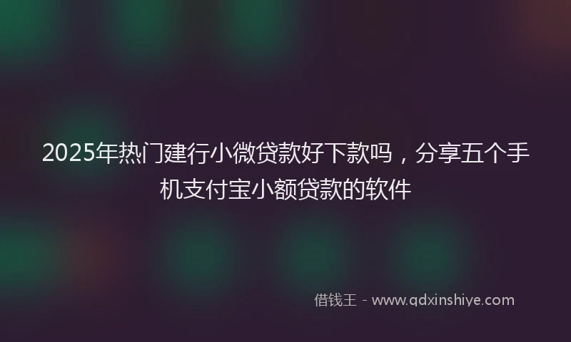 2025年热门建行小微贷款好下款吗，分享五个手机支付宝小额贷款的软件