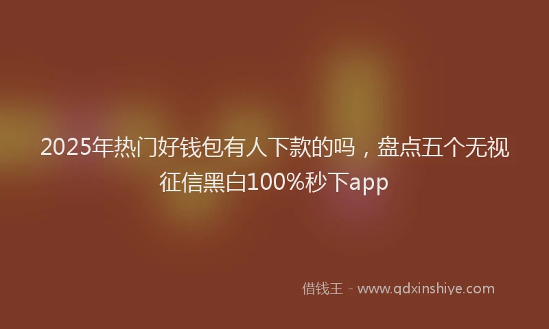 2025年热门好钱包有人下款的吗，盘点五个无视征信黑白100%秒下app