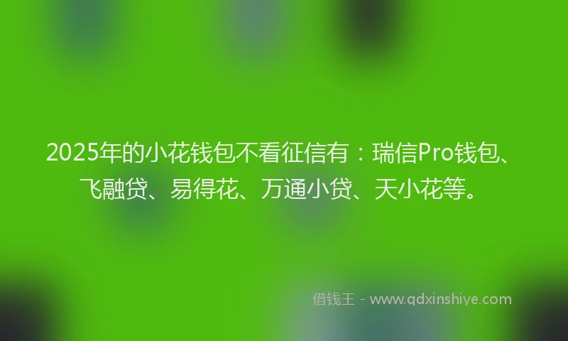 2025年的小花钱包不看征信有：瑞信Pro钱包、飞融贷、易得花、万通小贷、天小花等。
