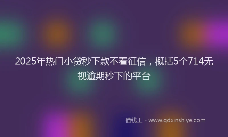 2025年热门小贷秒下款不看征信，概括5个714无视逾期秒下的平台