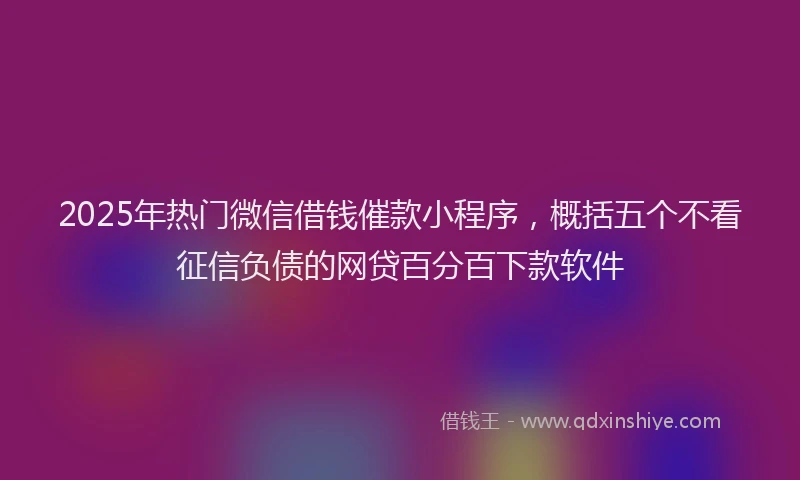 2025年热门微信借钱催款小程序，概括五个不看征信负债的网贷百分百下款软件