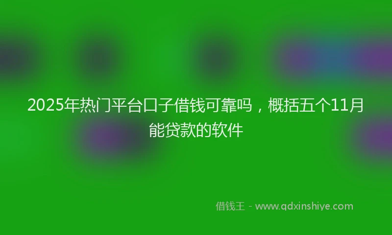 2025年热门平台口子借钱可靠吗，概括五个11月能贷款的软件
