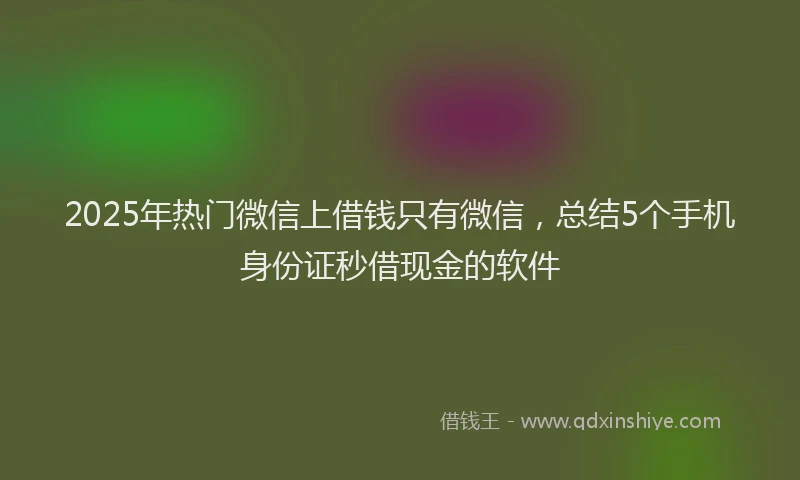 2025年热门微信上借钱只有微信，总结5个手机身份证秒借现金的软件
