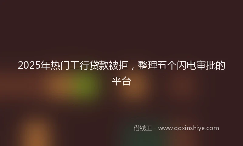 2025年热门工行贷款被拒，整理五个闪电审批的平台