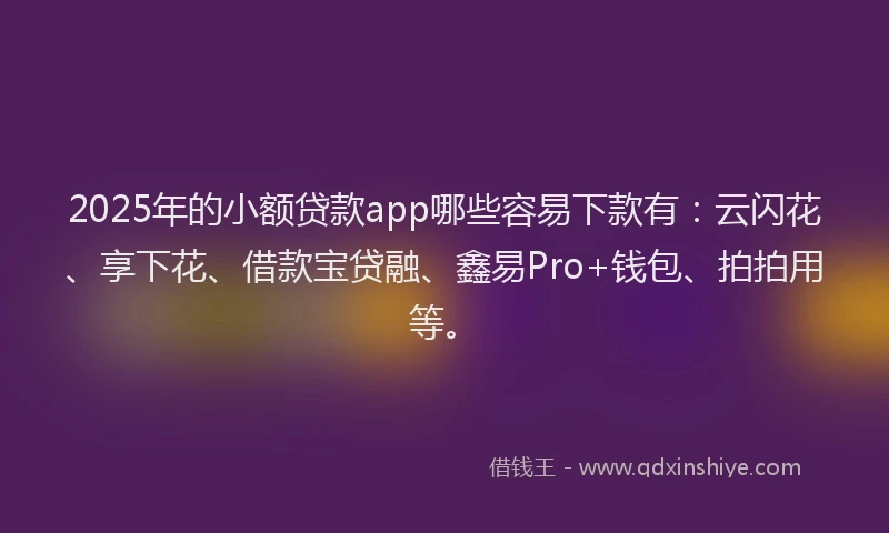 2025年的小额贷款app哪些容易下款有：云闪花、享下花、借款宝贷融、鑫易Pro+钱包、拍拍用等。