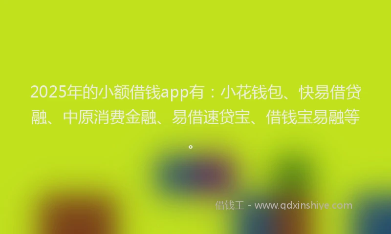 2025年的小额借钱app有：小花钱包、快易借贷融、中原消费金融、易借速贷宝、借钱宝易融等。