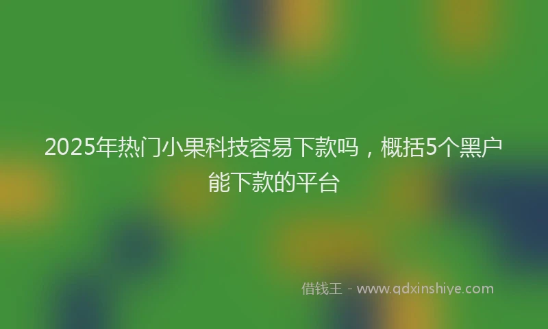 2025年热门小果科技容易下款吗，概括5个黑户能下款的平台