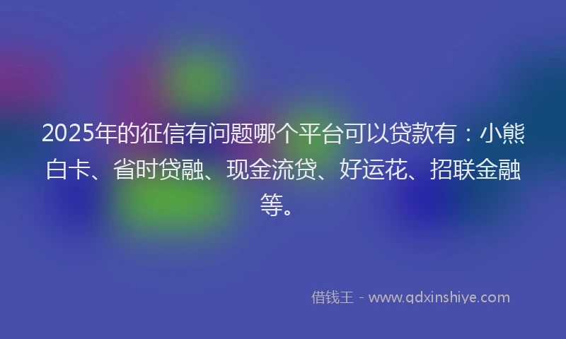 2025年的征信有问题哪个平台可以贷款有：小熊白卡、省时贷融、现金流贷、好运花、招联金融等。