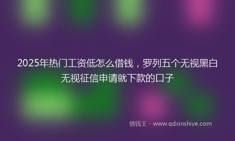 2025年热门工资低怎么借钱，罗列五个无视黑白无视征信申请就下款的口子