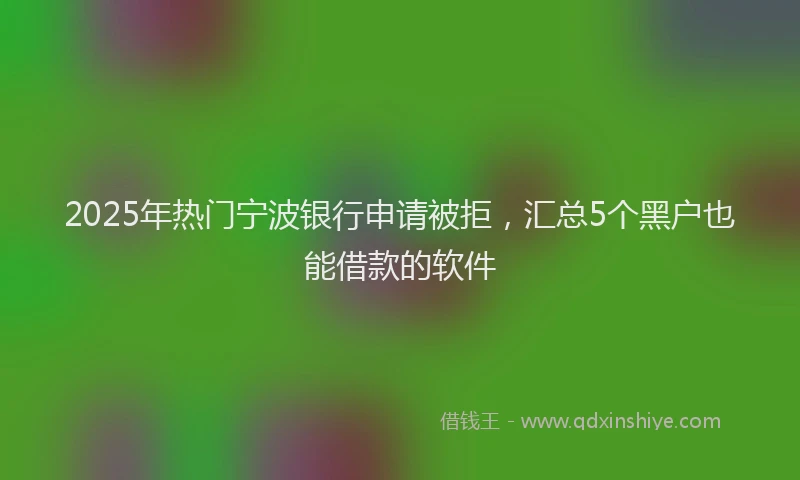 2025年热门宁波银行申请被拒，汇总5个黑户也能借款的软件