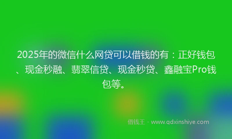 2025年的微信什么网贷可以借钱的有：正好钱包、现金秒融、翡翠信贷、现金秒贷、鑫融宝Pro钱包等。