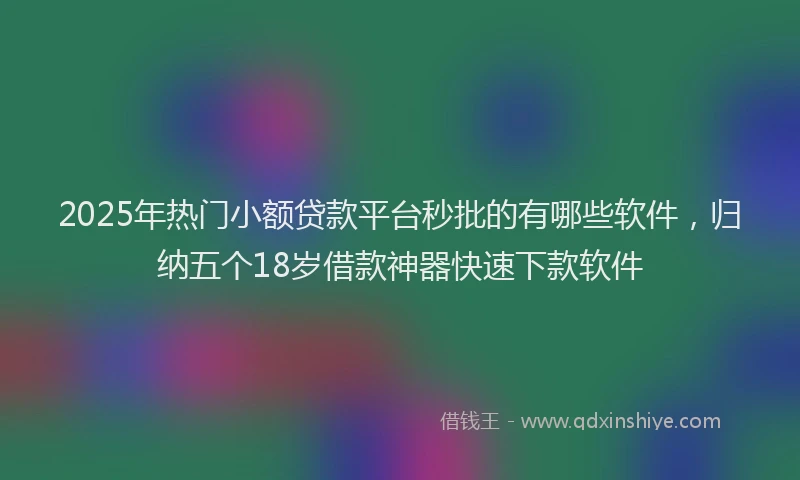 2025年热门小额贷款平台秒批的有哪些软件，归纳五个18岁借款神器快速下款软件