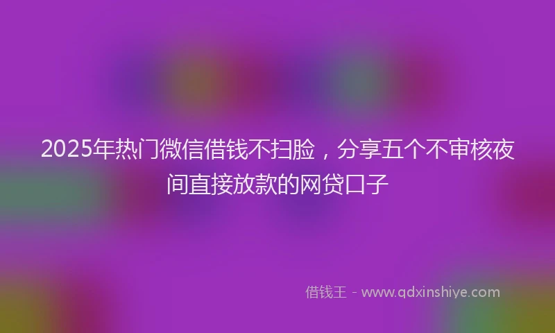 2025年热门微信借钱不扫脸，分享五个不审核夜间直接放款的网贷口子
