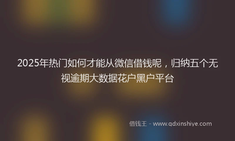 2025年热门如何才能从微信借钱呢，归纳五个无视逾期大数据花户黑户平台