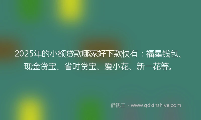 2025年的小额贷款哪家好下款快有：福星钱包、现金贷宝、省时贷宝、爱小花、新一花等。