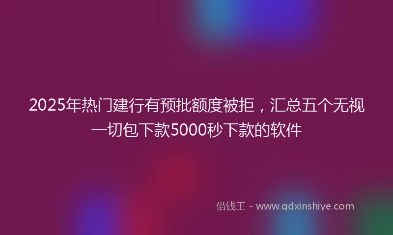 2025年热门建行有预批额度被拒，汇总五个无视一切包下款5000秒下款的软件
