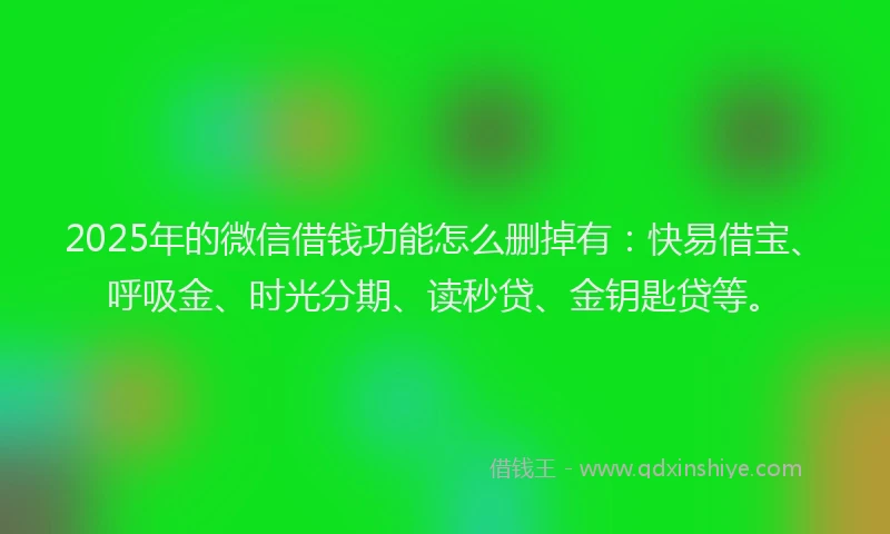 2025年的微信借钱功能怎么删掉有：快易借宝、呼吸金、时光分期、读秒贷、金钥匙贷等。