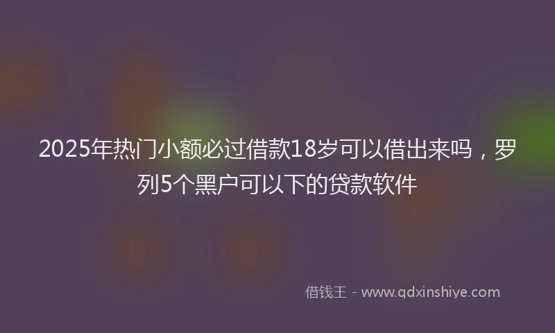 2025年热门小额必过借款18岁可以借出来吗，罗列5个黑户可以下的贷款软件