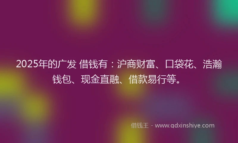 2025年的广发 借钱有：沪商财富、口袋花、浩瀚钱包、现金直融、借款易行等。