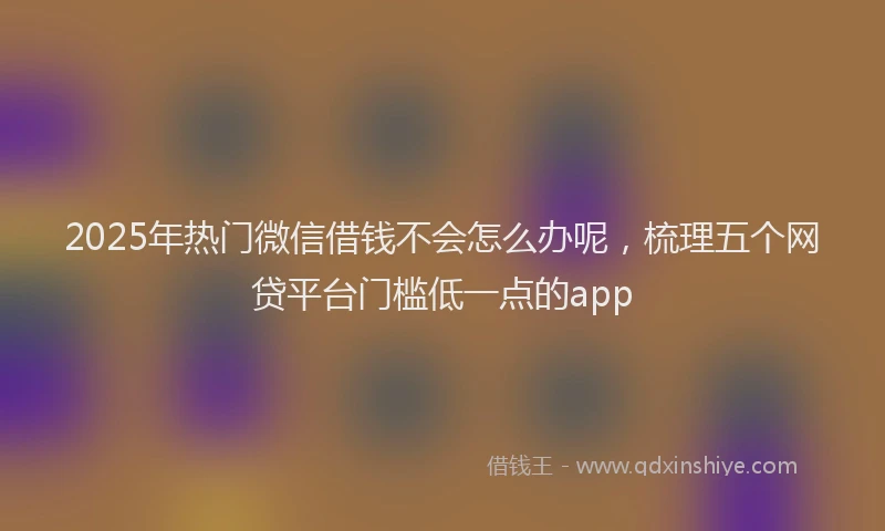 2025年热门微信借钱不会怎么办呢，梳理五个网贷平台门槛低一点的app