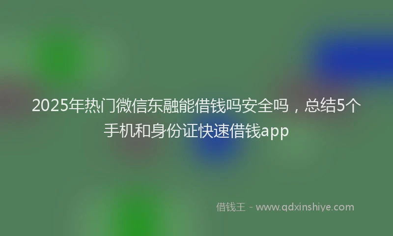 2025年热门微信东融能借钱吗安全吗，总结5个手机和身份证快速借钱app