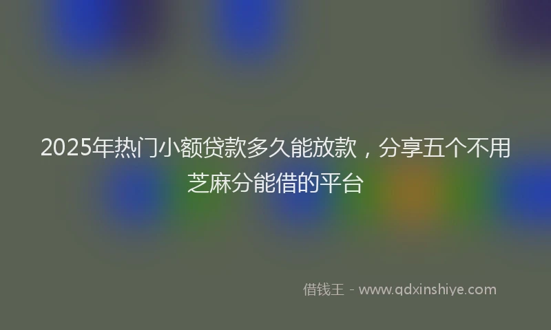 2025年热门小额贷款多久能放款，分享五个不用芝麻分能借的平台