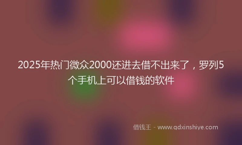 2025年热门微众2000还进去借不出来了，罗列5个手机上可以借钱的软件
