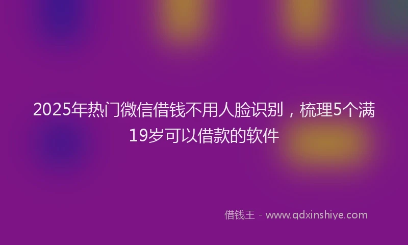 2025年热门微信借钱不用人脸识别，梳理5个满19岁可以借款的软件