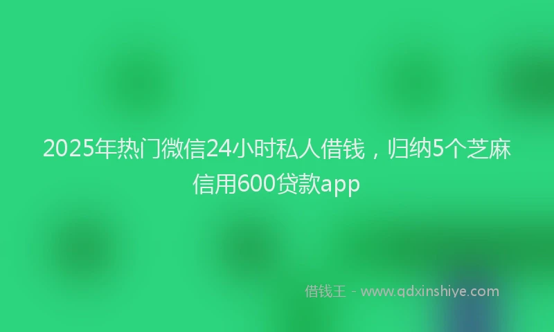 2025年热门微信24小时私人借钱，归纳5个芝麻信用600贷款app