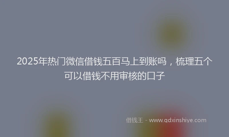 2025年热门微信借钱五百马上到账吗，梳理五个可以借钱不用审核的口子