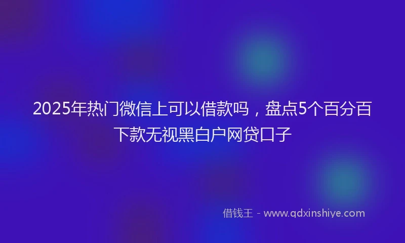 2025年热门微信上可以借款吗，盘点5个百分百下款无视黑白户网贷口子