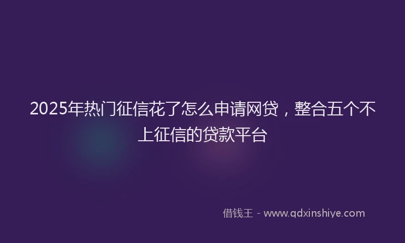 2025年热门征信花了怎么申请网贷，整合五个不上征信的贷款平台