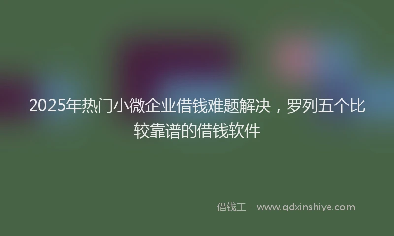 2025年热门小微企业借钱难题解决，罗列五个比较靠谱的借钱软件