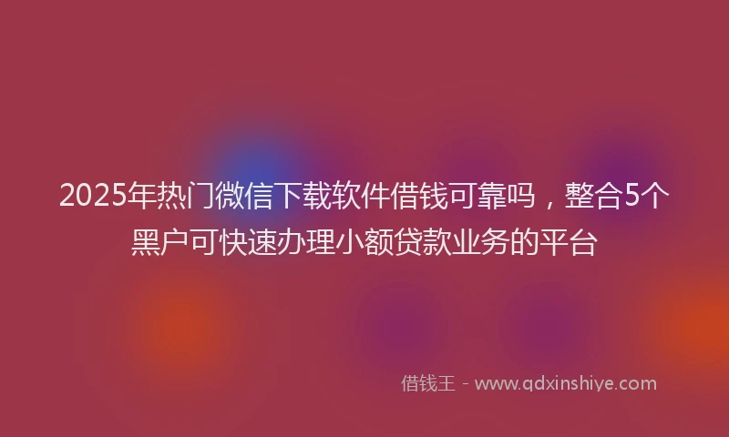 2025年热门微信下载软件借钱可靠吗，整合5个黑户可快速办理小额贷款业务的平台