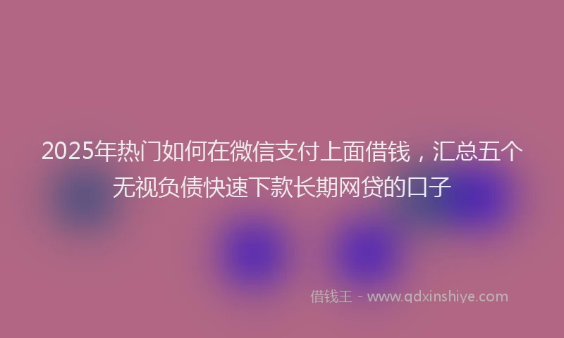 2025年热门如何在微信支付上面借钱，汇总五个无视负债快速下款长期网贷的口子