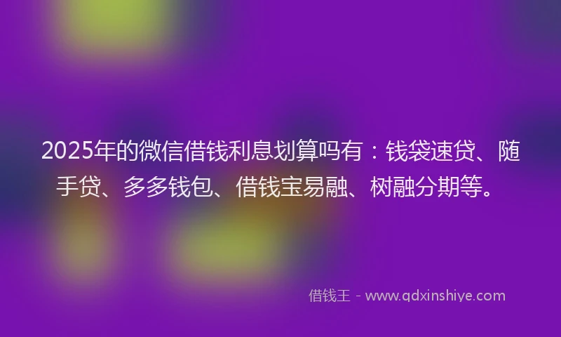 2025年的微信借钱利息划算吗有：钱袋速贷、随手贷、多多钱包、借钱宝易融、树融分期等。