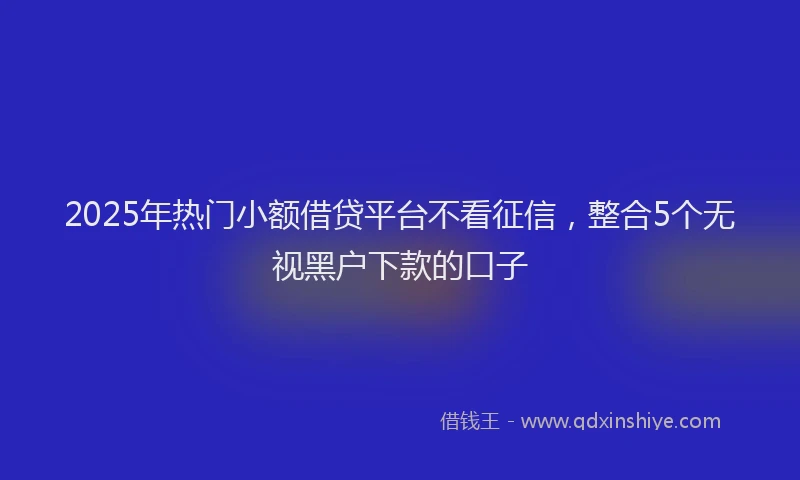 2025年热门小额借贷平台不看征信，整合5个无视黑户下款的口子