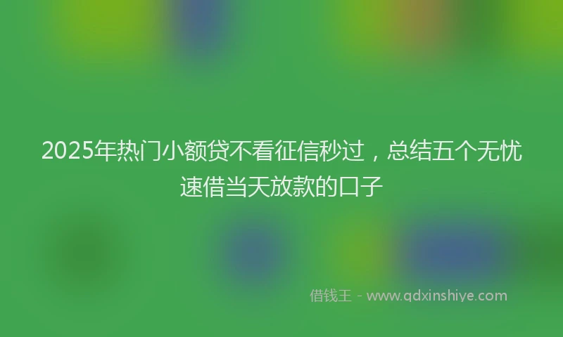 2025年热门小额贷不看征信秒过，总结五个无忧速借当天放款的口子