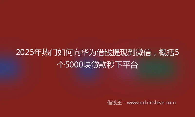 2025年热门如何向华为借钱提现到微信，概括5个5000块贷款秒下平台