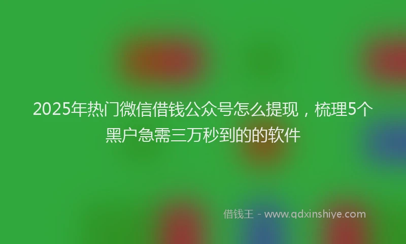 2025年热门微信借钱公众号怎么提现，梳理5个黑户急需三万秒到的的软件
