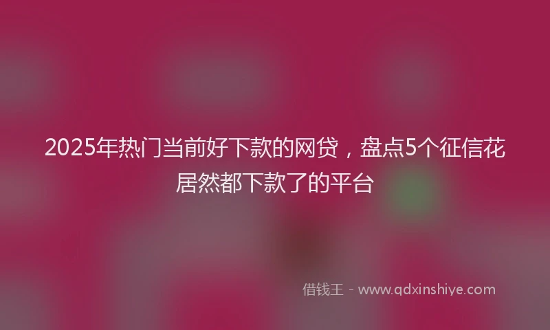 2025年热门当前好下款的网贷，盘点5个征信花居然都下款了的平台