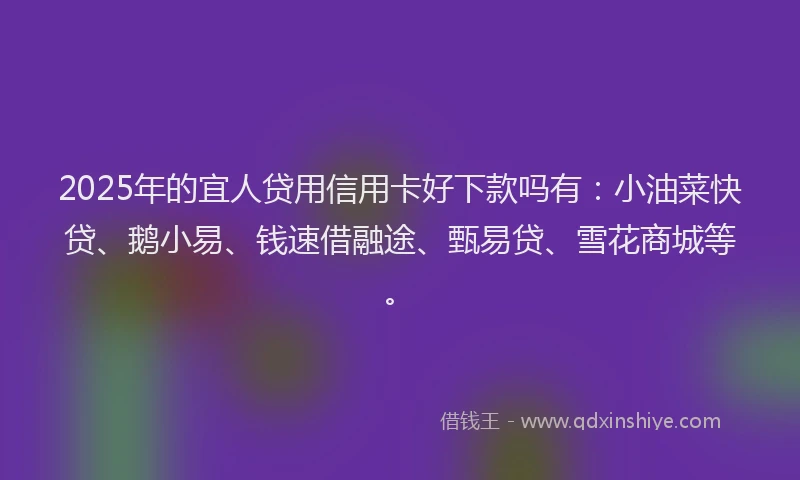 2025年的宜人贷用信用卡好下款吗有：小油菜快贷、鹅小易、钱速借融途、甄易贷、雪花商城等。