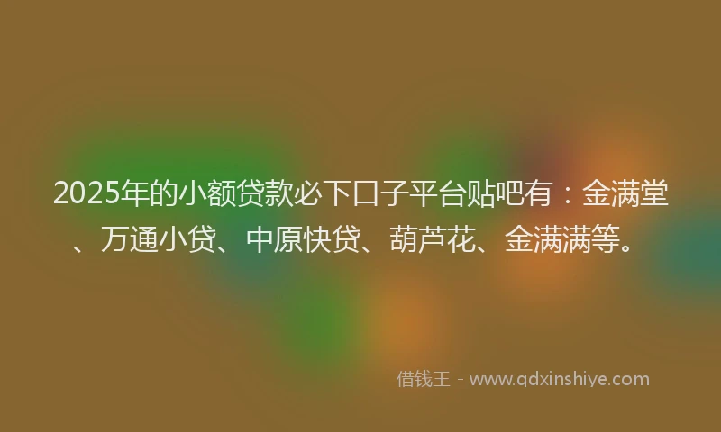 2025年的小额贷款必下口子平台贴吧有：金满堂、万通小贷、中原快贷、葫芦花、金满满等。