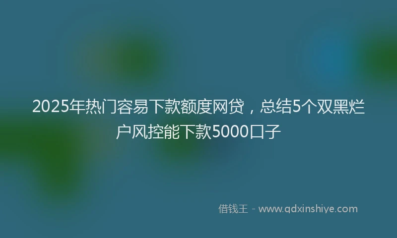 2025年热门容易下款额度网贷，总结5个双黑烂户风控能下款5000口子