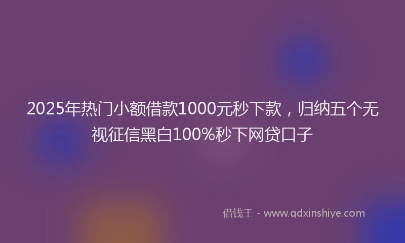 2025年热门小额借款1000元秒下款，归纳五个无视征信黑白100%秒下网贷口子