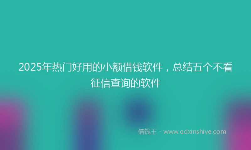 2025年热门好用的小额借钱软件，总结五个不看征信查询的软件