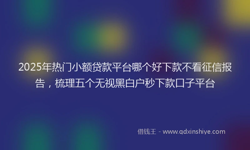 2025年热门小额贷款平台哪个好下款不看征信报告，梳理五个无视黑白户秒下款口子平台