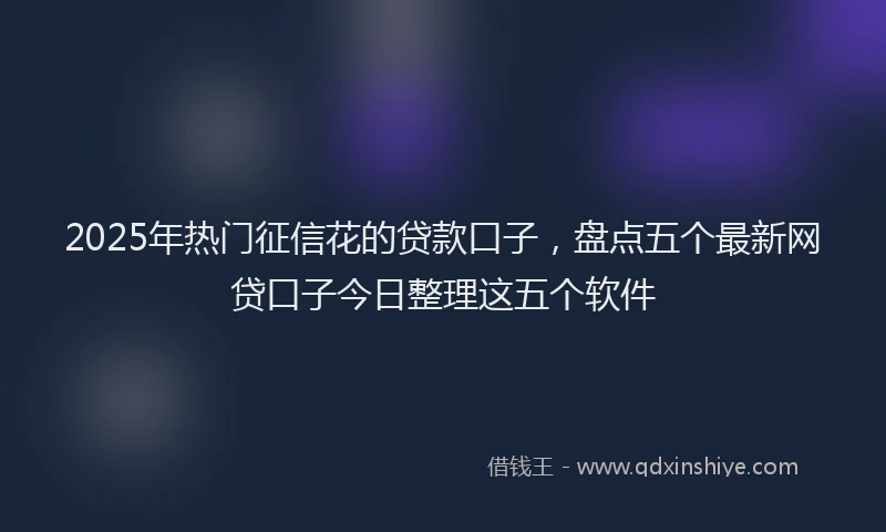 2025年热门征信花的贷款口子，盘点五个最新网贷口子今日整理这五个软件