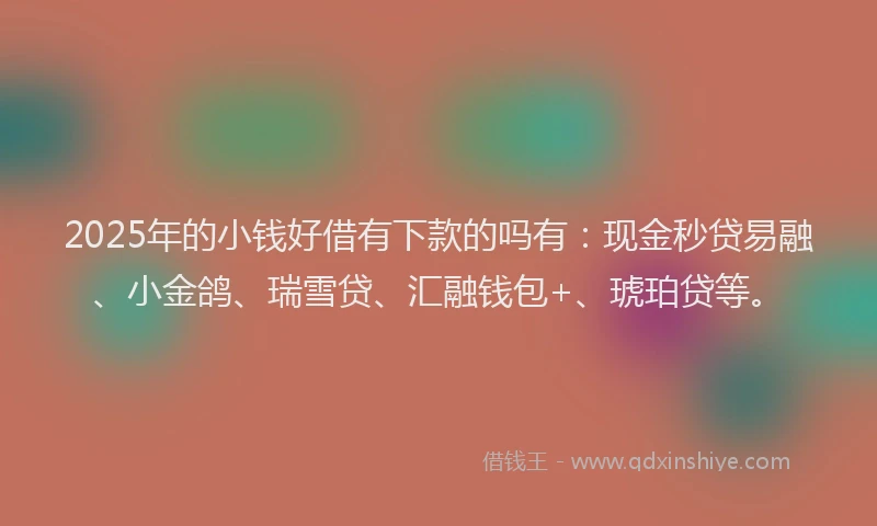 2025年的小钱好借有下款的吗有：现金秒贷易融、小金鸽、瑞雪贷、汇融钱包+、琥珀贷等。