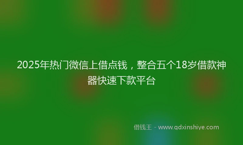 2025年热门微信上借点钱，整合五个18岁借款神器快速下款平台